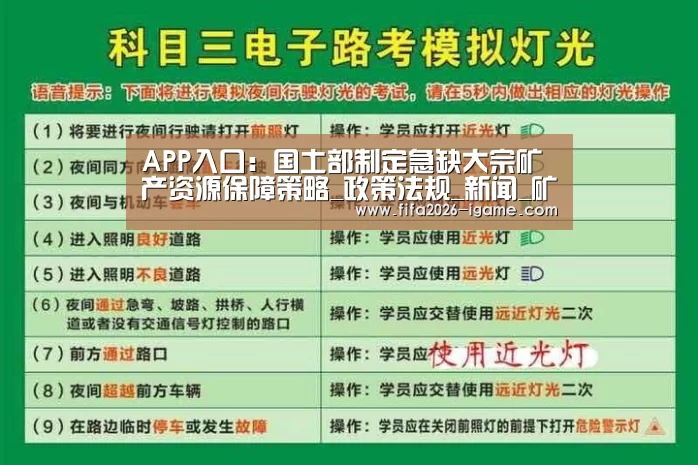 APP入口:国土部制定急缺大宗矿产资源保障策略_政策法规_新闻_矿道网(图1) APP入口
